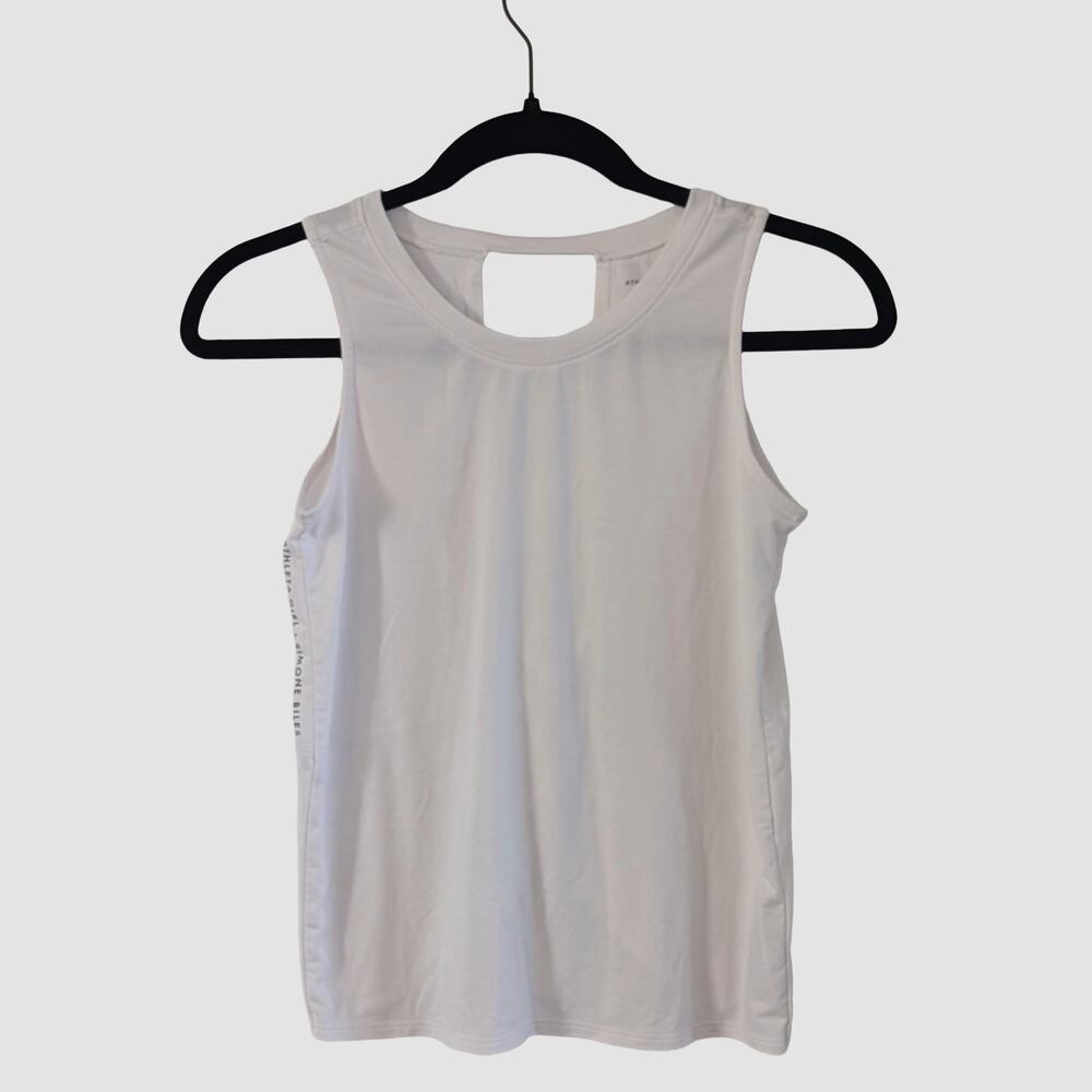 Athleta Girl x Simone Biles White Tank M 8-10 Athletic Keyhole Back Activewear